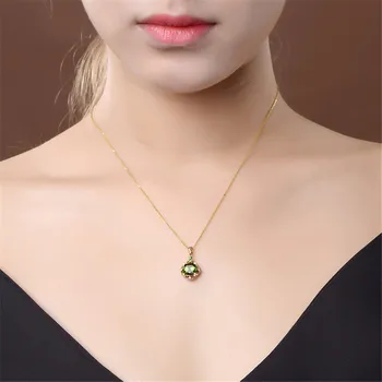 Mažas Smaragdas pakabukas karoliai moterų žalia kristalas brangakmenio 18k aukso spalvos choker grandinės deimantų papuošalai bijoux gimtadienio dovana