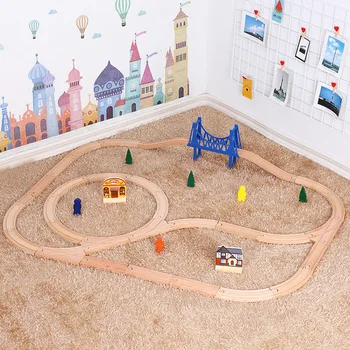 Mediniai Geležinkelio Žaislas, Paprasta Nustatyti Vaikų Žaislai Suderinama su žinomo Prekės ženklo Kelio Blokai Galvosūkiai Švietimo Žaislai Vaikams
