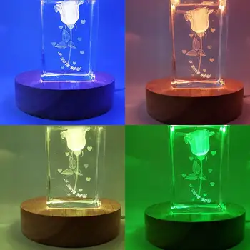 Mediniai LED Ekranas Stovi 3D Naktį Šviesos pagrindas Apvalaus Pagrindo Turėtojas Spalvinga Gradientas Šviesos pagrindas Kristalai, Stiklo Kamuolys 5V USB