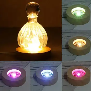 Mediniai LED Ekranas Stovi 3D Naktį Šviesos pagrindas Apvalaus Pagrindo Turėtojas Spalvinga Gradientas Šviesos pagrindas Kristalai, Stiklo Kamuolys 5V USB