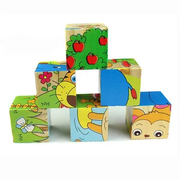 Medinių Gyvūnų Dėlionė Vaikams, Žaislai 6 Pusių Išmintis Dėlionės Ankstyvojo Ugdymo, Mokymosi Žaislai, Tangram Vaikų Žaidimo 9pcs Vieną 3D Puzzle
