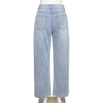 Medvilnės Moteris, Džinsai Didelio Juosmens Pločio Kojų Džinsai Baggy Jeans Moterų Mėlyna Streetwear 2020 Harajuku Prarasti Tiesios Kelnės Moterims