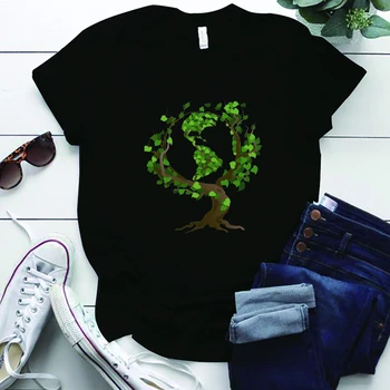 Medžio Širdies Lapai Amerikos Spausdinti marškinėliai Moterims Vasaros Grafinis Tees Gamtos Marškinėliai Moterims Estetinės Drabužius Gamtosaugininkas