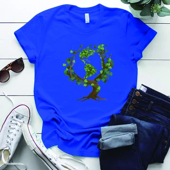 Medžio Širdies Lapai Amerikos Spausdinti marškinėliai Moterims Vasaros Grafinis Tees Gamtos Marškinėliai Moterims Estetinės Drabužius Gamtosaugininkas
