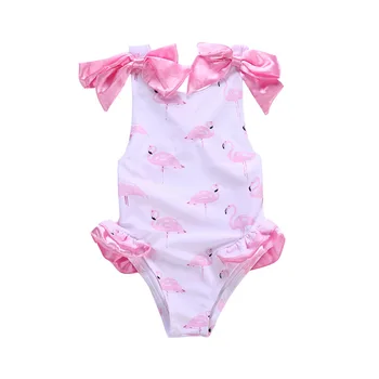 Megartico flamingo baby girl bikini rožinių lankas vaikai vientisi maudymosi kostiumėlį backless vasaros jumpsuit kuklius maudymosi kostiumėlius mergaitėms, 1-5Y