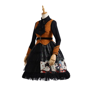 Melonshow Klasikinis Lolita Dress Plus Size Black Orange Viktorijos Suknelė Moteris Britų Stiliaus Skrybėlę Vintage Drabužių Saldus Drabužiai