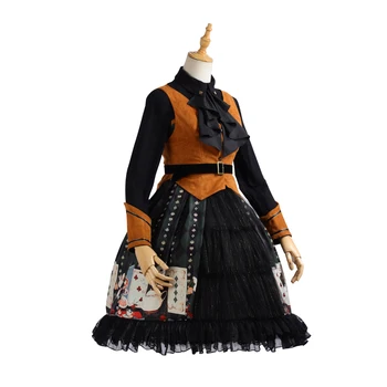 Melonshow Klasikinis Lolita Dress Plus Size Black Orange Viktorijos Suknelė Moteris Britų Stiliaus Skrybėlę Vintage Drabužių Saldus Drabužiai