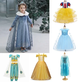 Mergaitės Šalis Suknelė Užšaldyti Elsa Vaikas Princesė Kostiumai Vaikams Apsirengti Disney Princesės Suknelės Anna Sniego Karalienės Gimtadienio Spausdinti