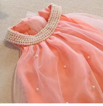 Mergaičių Suknelė 2019 Prekės Princesė Suknelė be Rankovių Pearl Dizaino Mergaitėms, Drabužiai Šalies Dre1-5Y Drabužiai