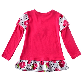 Mergina drabužius tvarkingas Nova o-kaklo medvilnės vaikų drabužių mados dot spausdinti siuvinėjimas animacinių filmų modelio mergina long sleeve t-shirt F2101