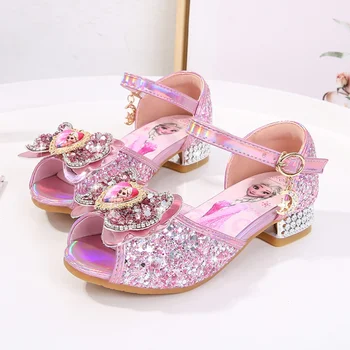Merginos Elsa Sandalai kalnų krištolas šokių bateliai vaikų vasaros aukšto Kulno Princesė batai vaikams, Sušaldyti sandalai mergaitėms veiklos batai