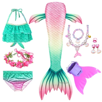 Merginos Kostiumas Swimmable Undinėlės Uodega su Bikini Mermaid Dress Baseino Šalis, Vaikų Paplūdimys, Banglentės maudymosi kostiumėlį