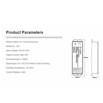 Mi Šviesos LS4 DC12V~24V 2.4 G Belaidis Nuotolinio LED Valdiklis Smart Phone App Kontroliuoti Smart Dimeris 0/1~10V Tamsos Vairuotojas