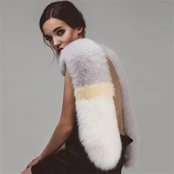 MIARA.L korėjos spalvų atitikimo fox fur žolės šalikas moteriška žiemos storio dvejopo naudojimo skara studentų apykaklės ilgai skara didmeninės