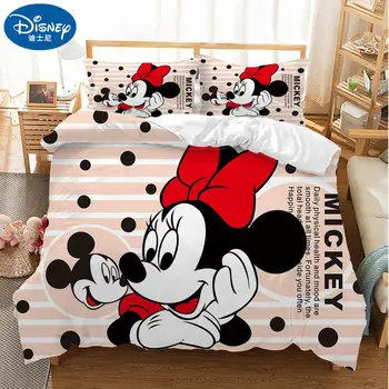 Mickey Minnie Mouse 3D Atspausdintas Patalynės Komplektai Suaugusiems Twin Visą Karalienė King Size Balta Juoda Miegamojo Puošmena Antklode Padengti Se