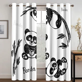 Mielas Panda Valgyti Bambuko Spausdinimo Užuolaidų Kambarį Užuolaidų Miegamojo Užuolaidos Namų Puošybai Suaugusių Vaikų Namų, Uždanga