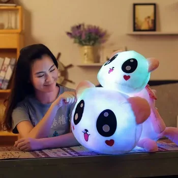 Mielas Panda Žėrintis Pliušinis Žaislas Spalvinga Šviesos Įdaryti Lėlė, Minkšta Gyvūnų Pliušinis Pagalvėlės Kūdikio Pagalvė LED lemputės Kambarys Atostogų Dovanų