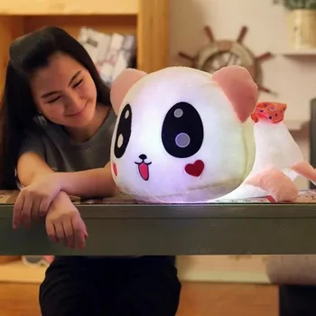 Mielas Panda Žėrintis Pliušinis Žaislas Spalvinga Šviesos Įdaryti Lėlė, Minkšta Gyvūnų Pliušinis Pagalvėlės Kūdikio Pagalvė LED lemputės Kambarys Atostogų Dovanų