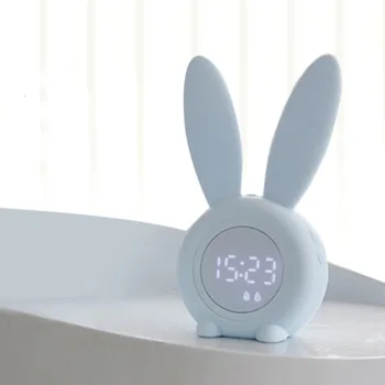 Mielas Triušis-Formos Skaitmeninis Laikrodis-Žadintuvas su LED Garso Nakties Šviesos Funkcija Nešiojamų Touch Kontrolės Įkraunamas Elektroninės Signalizacijos