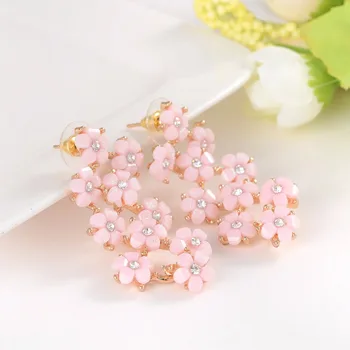 MINHIN Austrijos Kristalų Emalio Pink Gėlių Papuošalai, Nustatykite Ponios Perdėta Temperamentas 4 Spalvų Vestuvių Papuošalai Rinkiniai