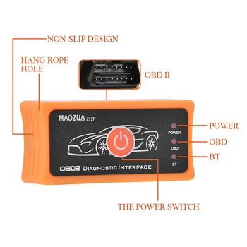Mini bluetooth ELM327 auto automobilių kodas reader scanner tool obd2 adapterio diagnostikos įrankis Maozua Z137 V1.5 ELM 327