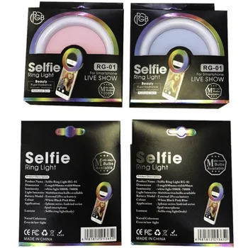 Mini Clip-on Išmanųjį telefoną Selfie Žiedas Šviesos RGB LED Šviesos Grožį Lempoje įmontuotas Įkraunamas Akumuliatorius, RingLight fotografijos apšvietimas