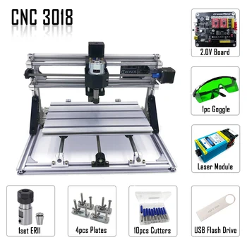 Mini CNC 3018 Maršrutizatorių Rinkinys, Lazerinis Graviravimas Mašina Su GRBL Programinės įrangos 500mw/2500mw/5500mw/15000mW Modulio Vadovas