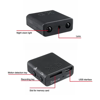Mini Kamera 1080P XD IR-CUT Mažiausia HD Kamera, Infraraudonųjų spindulių Naktinio Matymo Mikro Kamera Judesio Aptikimo DV DVR Saugumo Kameros