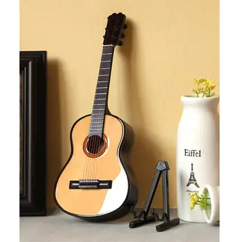 Mini Klasikinė Gitara Miniatiūrinis Modelis, Medinės Mini Muzikos Instrumentas, Modelis Stalo Dekoravimas Ornamentais su Byla Stovas Laikiklis