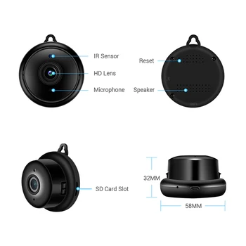 Mini WiFi Kamera, 1080P Belaidžio Namų Apsaugos Kamera, Stebėjimo ir SPINDULIŲ Naktinio Matymo Motion Detect gali būti prijungtas prie IOS/Android