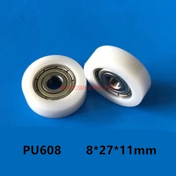 Miniatiūriniai guoliai 608 padengtus guma, guolis, 8*27*11mm butas guolių skriemulys nailono roller aparatūra