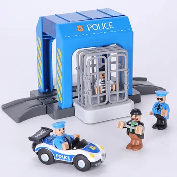 Modeliavimo Policijos Nuovada Suderinamos Prekės Medinis Traukinio Vėžės Geležinkelio Žaislas Policija Sugauti Vagis Kūrimo Bloką Nustatyti, Žaislai Vaikams