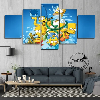 Modernios Sienos Modulinės meno Kūriniai 5 vnt Drobė Meno Simpson HD Plakatų Ir grafikos Anime Nuotrauką Tapybos Rėmo Apdaila, Vaikų Kambarys