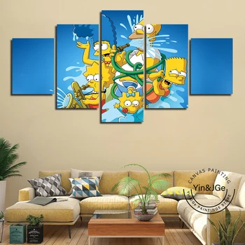 Modernios Sienos Modulinės meno Kūriniai 5 vnt Drobė Meno Simpson HD Plakatų Ir grafikos Anime Nuotrauką Tapybos Rėmo Apdaila, Vaikų Kambarys