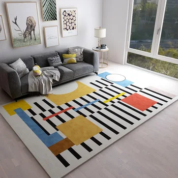 Modernus minimalistinis šviesos prabangos stiliaus kambarį kilimas, kavos staliukas, sofa, miegamojo dekoratyvinė danga neslidus plaunama grindų kilimėlis