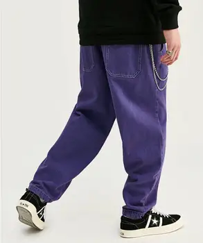 Modernus retro Jeans vyriški Atsipalaidavęs Smailas Jean Džinsinio audinio Kelnės Berniukams kelnės Vyrai Gatvė Kaubojus Kelnės Rudenį Hip-Hop Vyrų Draugu