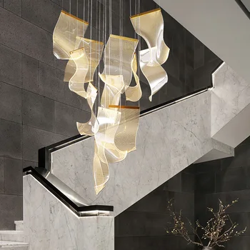 Modernūs, Prabangūs LED Šviestuvo Reguliuojamas spiraliniai laiptai Kabo lempa Šiaurės gyvenamojo kambario, Valgomojo kambario Dekoro salono Apšvietimas