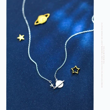 Modian Paprasta Star Planetos Sterlingas Sidabro 925 Pakabukas Karoliai Moterų Žvaigždėtas Dangus Reguliuojamas Karoliai Fine Jewelry 2020 Naujas