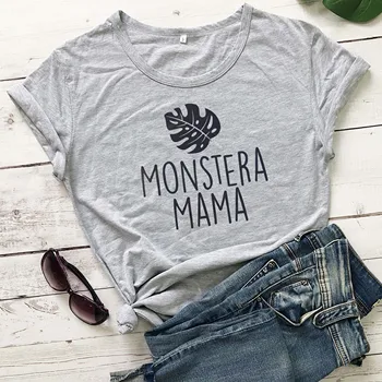 Monstera Lapų mama moterų mados grynos medvilnės atsitiktinis grafika vintage marškinėliai jaunų estetinės camisetas motina daystee viršuje L519