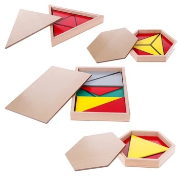 Montessori Medinio Medžiagos, Žaislo Konstruktyvų Trikampiai, Stačiakampiai Pentagonas
