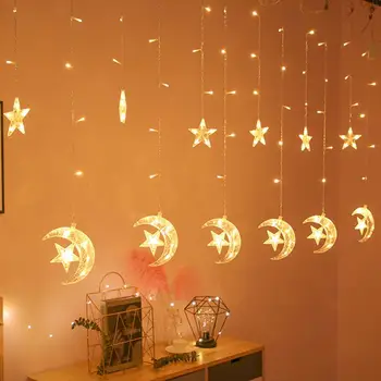 Moon Star LED Šviesos Eilutę EID Mubarakas Ramadanas Apdailos Islamo Musulmonų Šalis Dekoro Eid Al Adha Ramadanas Ir Eid Dekoro Kalėdų