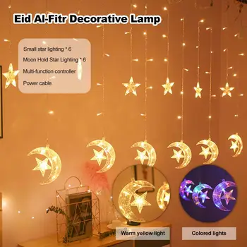 Moon Star LED Šviesos Eilutę EID Mubarakas Ramadanas Apdailos Islamo Musulmonų Šalis Dekoro Eid Al Adha Ramadanas Ir Eid Dekoro Kalėdų