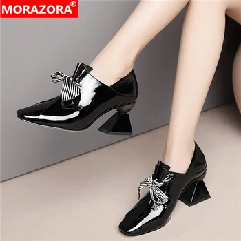 MORAZORA 2020 karšto pardavimo originali moterų oda siurbliai mados ponios aukštakulniai bateliai, pavasario kietas kvadratinių kojų saldus vieną batai wo