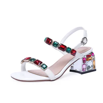 MORAZORA 2020 naują atvykimo lakinės odos sandalai moterims vasaros batai kristalų sagtis Paplūdimio bateliai paprasta šalis, vestuvių bateliai moteris