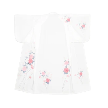 Moteriški Kimono Skraiste Tradicinis Japonijos Yukata baltos Spalvos gėlių Spaudinių Vasaros Suknelė Atlikti Dėvėti Cosplay Apranga