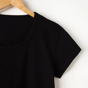Moteriški marškinėliai su apvalia apykakle, juodos spalvos, 48 dydis