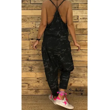Moteriški Nauji Mados Atsitiktinis Camo Jumpsuits Moterų 2019 Kamufliažas darbo drabužių Streetwear Kelnės Moterims