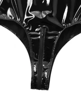 Moteriški Wetlook kūno latekso Catsuit apatinis Trikotažas Bodystocking Užtrauktukas Tarpkojo Bodysuit Bodycon Naktį Šalys Pole Dance Clubwear Kostiumas
