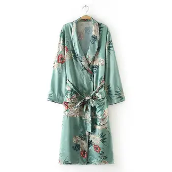 Moterys Vasarą Kimono Megztinis Ilgomis Rankovėmis Gėlių Spausdinti Bėrimas Apsaugai Boho Paplūdimys, Padengti Ups, Plius Dydis Ponios Marškinėliai Blusa