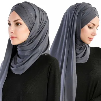 Moterų Elegantiška, Kukliai Musulmonų Islamo Šalikas Ramadanas Minkštas Lengvas Jersey momentinių Hijab Ilgai Skarelė Lengva nešioti